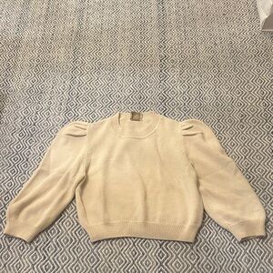 Loeffler Randall Elegant Puff Sleeve Cream Sweater